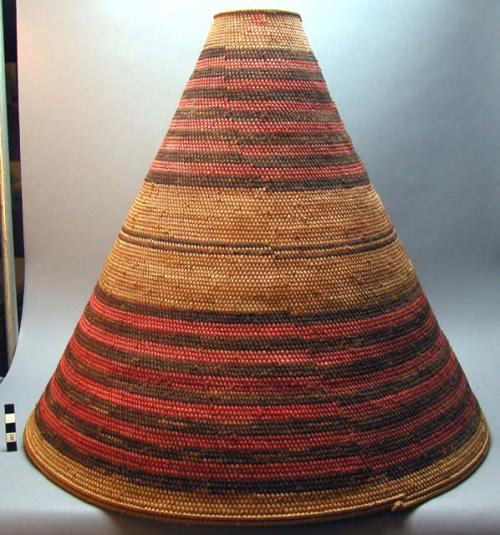 Cone-shaped baskets, multi-colored bands