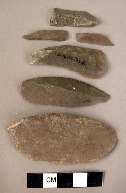 6 flint partially backed blades