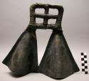 Iron bells with handle covered with reptile skin