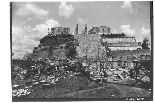 Excavation of Northwest Colonnade and buried temple at Warriors