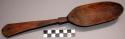 Spoon; carved spoon; ovate bowl; perf., flaring handle; traces of dark pigment