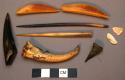 Faunal material - porcupine quills, antler points, ivory points, lobster claw &