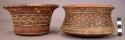 Ceramic, complete jars, flared sides, polychrome, 1 w/perforated rim
