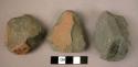 3 worked basalt fragments - broken or doubtful