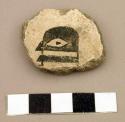 Ceramic sherds, black on white human figures, plain exterior