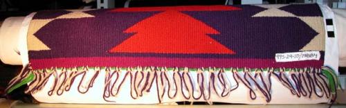 Germantown Gallop throw or rug, red stacked triangles, purple field