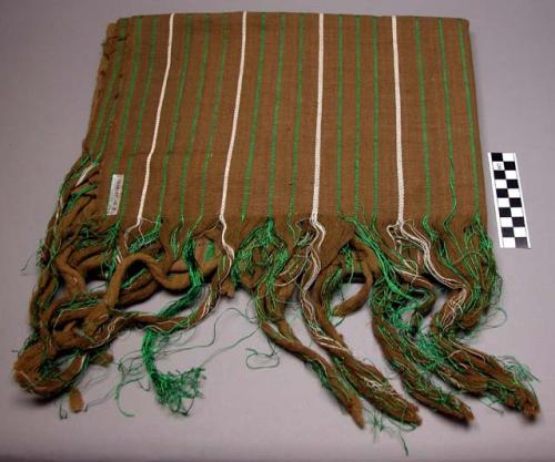 Textile, olive green with stripes