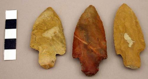 Chipped stone projectile points, stemmed, Gary Points