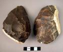 2 CASTS of thick-butted pear-shaped handaxes