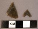 2 bifacially flaked flint microlithic arrowheads