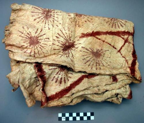 Bark cloth - white with red design