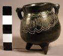 Miniature pottery vessels. incised black glaze.