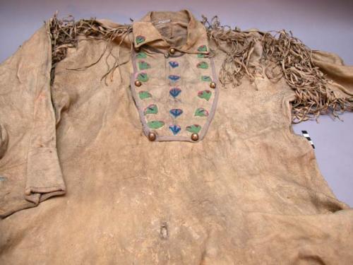 Buckskin shirt probably from the northern Plains. "White Man's" style.