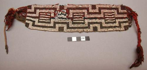 Plains beaded garter found on Custer battlefield. Old type of beads, loomwork