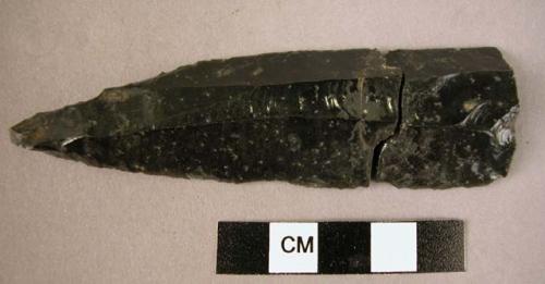 Broken obsidian blade (2 pieces)