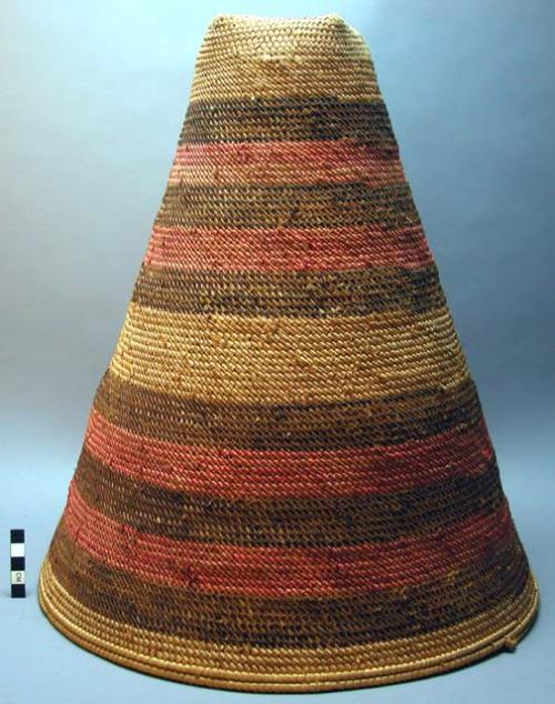 Cone-shaped baskets, multi-colored bands