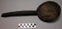 Wood ladle, roughly carved, length 14 3/8", crosswise width ladel 5 1/8"