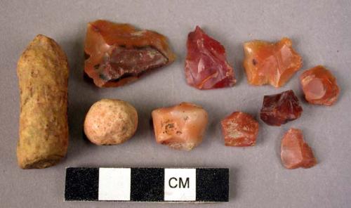 26 carnelian chip & nodules - refuse of bead making