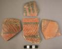 13 painted ware potsherds - black on red