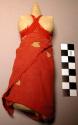 Child's doll - clay wrapped with red cloth and red thread; female