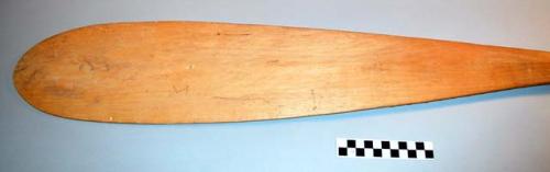 Organic, wood oar, perforated handle