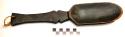 Spoon; carved wood; spade-shaped bowl; incised, perf. tapered handle; worn