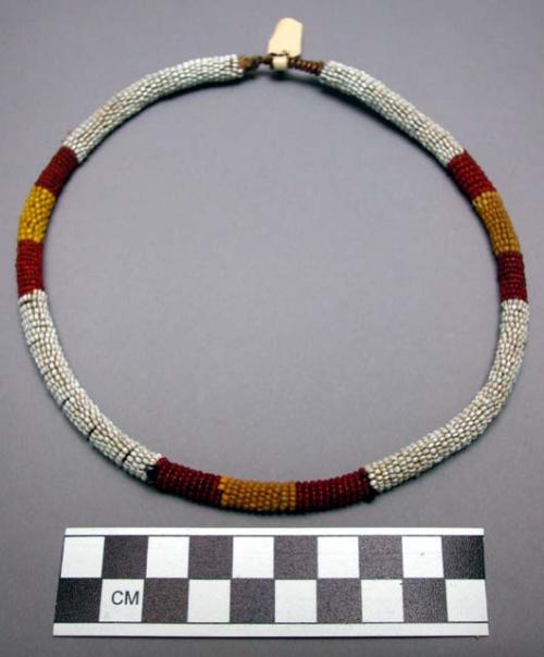 Neck ring beaded red, white and yellow