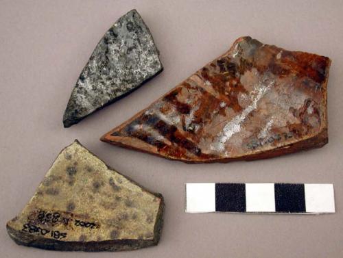 Ceramic body sherd, redware, glazed interior