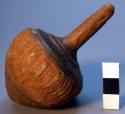 Top, carved wood, acorn shaped, cylindrical handle, grooved at shoulder