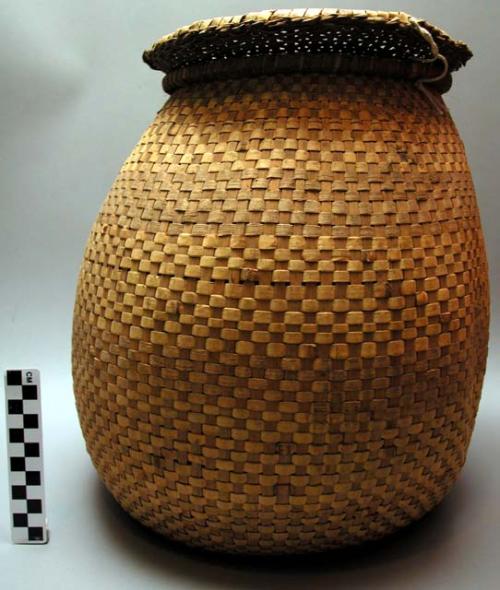Large basket with conical lid for butter - wicker weave, jar shape, diameter of