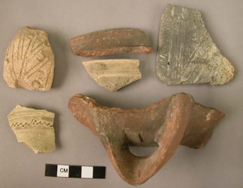 Ceramic rim and body sherds, miscellaneous plain ware, incised and impressed