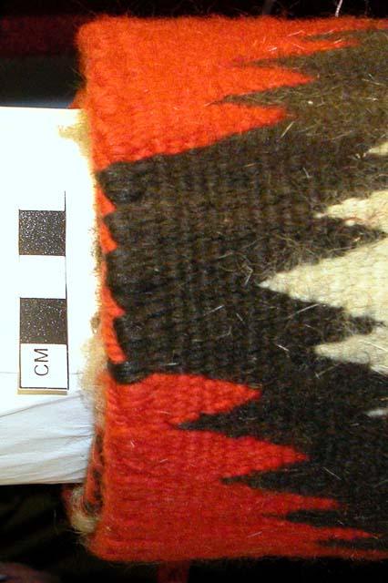 Rug, serrated diamond and vertical zig-zag stripes design