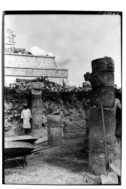 Photographic card, "Chichen Itza, Thousand Columns, N. Colonnade"