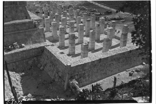 Bird's eye view of the Northwest Colonnade at the Temple of Warriors