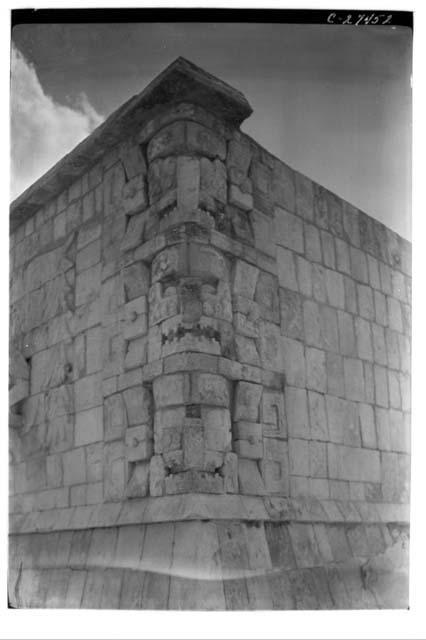 Mask panels at the southwest corner of the Temple of Warriors