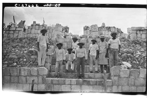 Laborers on the stairway leading to the Temple of Wall Panels