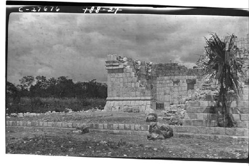 Colonnade, serpent head and stairway at the Temple of Wall Panels