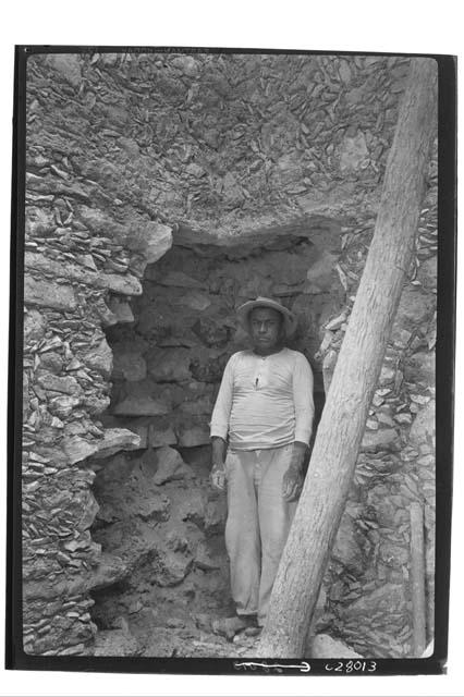 Angelino Pat in tunnel under Temple of Warriors