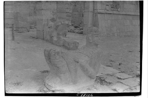 Chac Mool in front of entrance at the Temple of Warriors