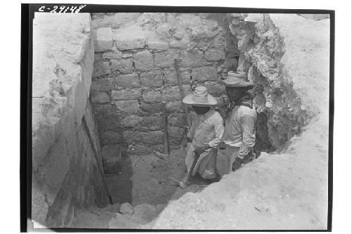 Caracol. Excavation of circular substructure, N. side.