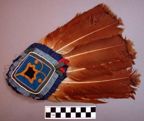 Feather fan - hawk feathers and beadwork