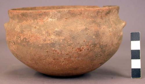 Pottery bowl with miniature handles