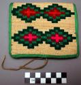 Twined corn husk wallet-purse: geometric motifs