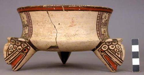 Madeira polychrome pottery tripod bowl, broken