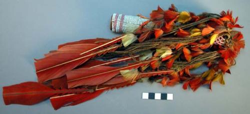 Bead tubes with feather pendants