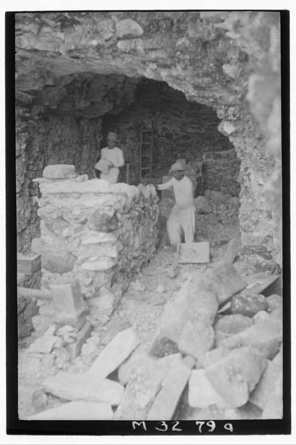 Cave repair at Monjas, from north