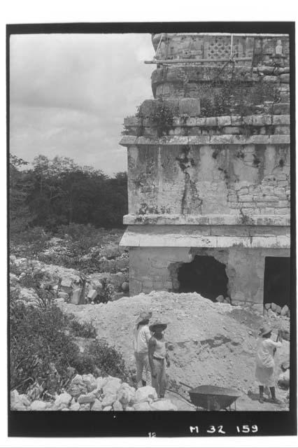 Monjas - Southwest corner, southeast court. Debris from South tunnel.