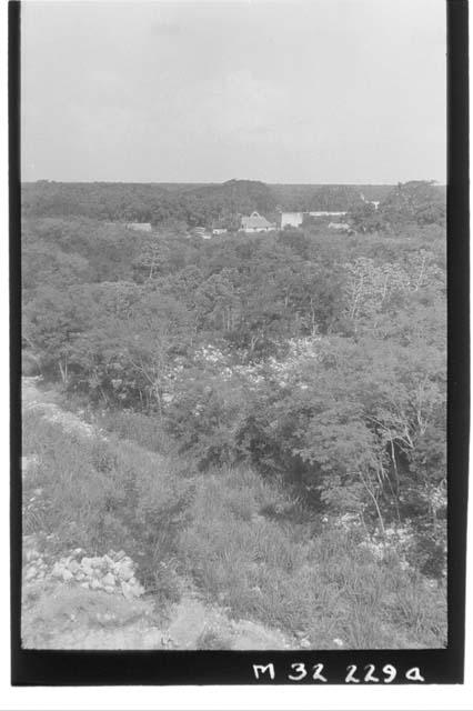 Monjas - S.E. mound and hacienda from pl.