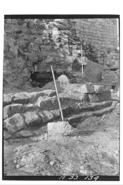 Lower stairs in situ at Monjas