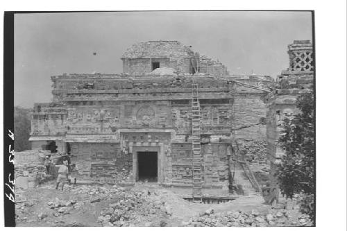 East facade of east wing at Monjas, photograph taken from east mound.